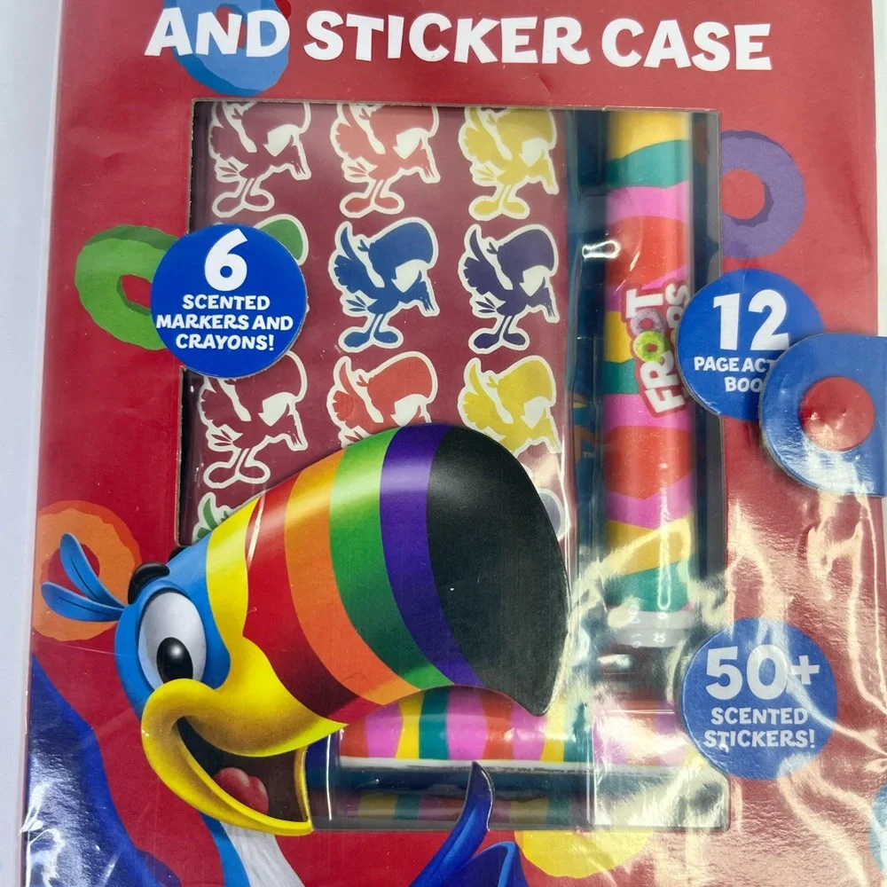 Fruit Loops Scented Color‎ & Sticker Case Activity Book Travel On The Go Set.